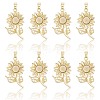 8Pcs Brass Micro Pave Cubic Zirconia with Resin Pendants KK-BBC0020-65-5