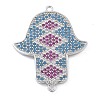 Rack Plating Brass Micro Pave Colorful Cubic Zirconia Religion Hamsa Hand Connector Charms KK-A234-048P-1