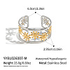 304 Stainless Steel Vintage Daisy Flower Hollow Open Cuff Bangles for Women HL3157-2-2