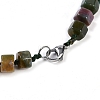 Natural Indian Agate Hexagon Prism Graduated Beaded Necklaces for Women Men NJEW-K388-03T-3