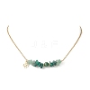 Natural Green Aventurine & Malachite & West African Jade Chip and Round Beaded Pendant 304 Stainless Steel Cable Chain Necklaces for Women NJEW-JN05741-01-2