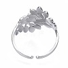 304 Stainless Steel Leaf Open Cuff Ring RJEW-T023-56P-2
