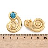 Spiral 304 Stainless Steel Synthetic Turquoise Stud Earrings for Women EJEW-U046-13G-5