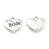 Wedding Theme Antique Silver Tone Tibetan Style Heart with Bride Rhinestone Charms LS-TIBEP-N005-12E-1