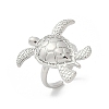 Sea Turtle Brass Cuff Rings for Women RJEW-A059-06P-2