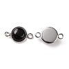 Natural Black Agate Connector Charms LS-G-D059-01C-02-2