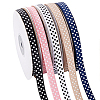 6 Rolls 6 Colors Polyester Polka Dot Print Grosgrain Ribbon OCOR-PH0004-28-7