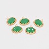 Long-Lasting Plated Golden Tone Brass Glass Oval Charms GLAA-J059-04G-2