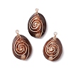 Natural Cowrie Shell Copper Wire Wrapped Pendants PALLOY-TA00201-1