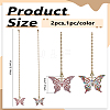 2Pcs 2 Styles Butterfly Alloy Rhinestone Charms Ceiling Fan Pull Chain Extenders HJEW-LP00014-2
