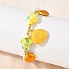 Ocean Brass Enamel Starfish Shell Shape Charm Bracelets for Women KK-CBA68DA-16G-03-3