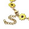 Yellow Enamel Daisy Flower Link Chain Necklace NJEW-C037-01G-4