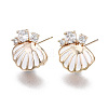 Brass Micro Pave Clear Cubic Zirconia Stud Earring Findings KK-S356-358-NF-1