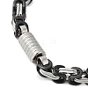 Grooved Column 304 Stainless Steel Byzantine Chain Bracelets Hand Polished for Men BJEW-B093-07BP-2