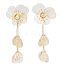 FIBLOOM 1 Pair Flower with Butterfly Alloy Dangle Stud Earrings EJEW-FI0002-03-1