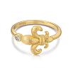 Fleur De Lis 925 Sterling Silver Micro Pave Cubic Zirconia Cuff Rings for Women RJEW-F180-09G-2