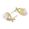 Rack Plating Brass With ABS Imitation Pearl Beads EJEW-U006-04G-2