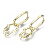 Brass Micro Pave Clear Cubic Zirconia Dangle Huggie Hoop Earrings EJEW-S201-223-NF-3