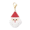 Glass Seed Beaded Santa Claus Pendant Decorations HJEW-MZ00319-2