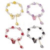 4Pcs Crakle Glass Beaded Charm Bracelets BJEW-JB11274-2