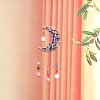 Copper Wire Wrapped Natural Lapis Lazuli Chips Moon Suncatcher HJEW-H065-02G-01-2