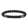 6mm Natural Black Obsidian Round Beaded Stretch Bracelets NA0415-2-1