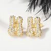Brass Micro Pave Cubic Zirconia Stud Earrings EJEW-Z091-04G-H-5