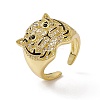 Clear Cubic Zirconia Tiger Open Cuff Ring RJEW-M144-12G-3