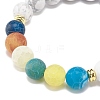 Synthetic Howlite & Weathered Agate(Dyed) Round Beaded Stretch Bracelet BJEW-JB08399-01-4