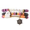 3Pcs Halloween Theme Handmade Polymer Clay Beaded Stretch Bracelets X1-BJEW-TA00466-1