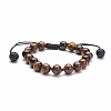 8mm Round Natural Tiger Eye Braided Beads Bracelet BJEW-JB07083-01-1