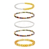 Faceted Glass & Natural Citrine(Dyed & Heated) Stretch Beaded Bracelets Sets BJEW-TA00202-01-4