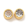 Brass Micro Pave Clear Cubic Zirconia European Beads KK-P275-26G-1