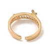 Brass with Cubic Zirconia Open Cuff Rings RJEW-B052-04G-02-3
