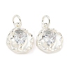 Rack Plating Brass Micro Pave Clear Cubic Zirconia Charms KK-F089-04S-1