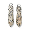 Bullet Natural Dalmatian Jasper Pointed Pendants G-E332-C34-1