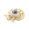 Evil Eye with Moon Brass Micro Pave Clear Cubic Zirconia Pendants KK-G419-10G-01-4