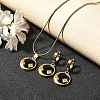 304 Stainless Steel Enamel & Rhinestone Pendant Necklaces & Hoop Earring Set for Women SJEW-C007-02G-01-2