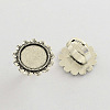 Adjustable Iron Flower Finger Ring Components Alloy Cabochon Bezel Settings PALLOY-Q300-17AS-NR-1