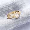 Brass Micro Pave Cubic Zirconia Shell Cuff Rings KK-D363-24B-G-4