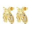Brass Micro Pave Cubic Zirconia Stud Earrings EJEW-D355-02G-02-4