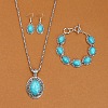 Oval Alloy with Synthetic Turquoise Pendant Necklaces & Dangle Earrings & Link Bracelets Sets WGD1135-10-1