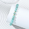 Natural Amazonite & Brass Beads Stretch Bracelets for Women Men BJEW-JB13795-2