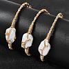 Brass Wire Wrapped Natural Baroque Pearl Cuff Bangles for Women BJEW-D453-02G-1
