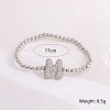 Brass Micro Pave Clear Cubic Zirconia Beaded Stretch Bracelets for Women FS-WG5260F-07-2