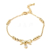 Brass Micro Pave Cubic Zirconia Charm Bracelets BJEW-P342-08G-1