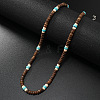 Retro Men's Coconut & Synthetic Turquoise & Shell Heishi Beaded Necklaces OX2630-1-1