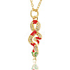 Clear Cubic Zirconia Snake Pendant Necklace with Enamel ZODI-PW0001-038D-1