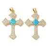 Rack Plating Brass Micro Pave Cubic Zirconia Pendants KK-P268-17E-G-1