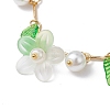 5Pcs 5 Color Flower Acrylic & Glass Pearl Charm Bracelets Set BJEW-JB10054-S-2